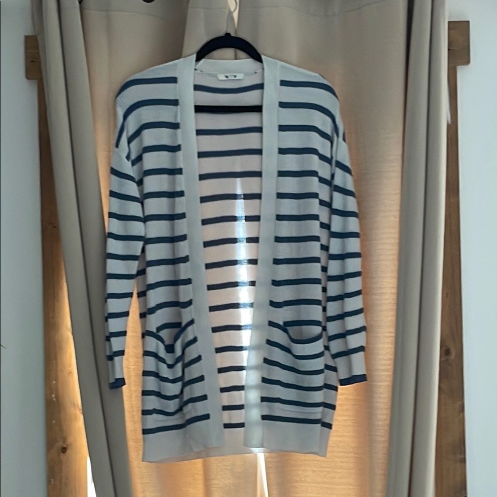 Striped Open-Front Cardigan